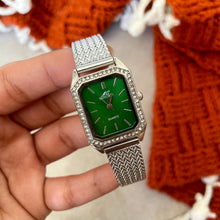 Load image into Gallery viewer, Silver Green Marquise Metal Watch