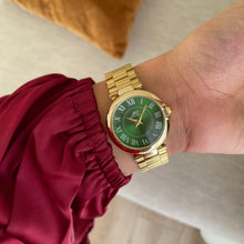 Load image into Gallery viewer, Gold Green Diaries Metal Watch