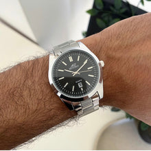 Load image into Gallery viewer, Silver Black Ivory Dial Men Metal Watch
