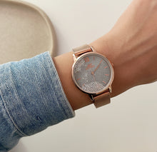 Load image into Gallery viewer, Rosegold Grey Sparkles Metal Watch