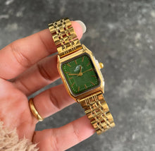 Load image into Gallery viewer, Gold Green Belmont Metal Watch