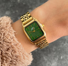 Load image into Gallery viewer, Gold Green Belmont Metal Watch