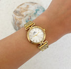 Gold White Orbit Metal Watch
