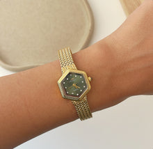 Load image into Gallery viewer, Gold Green Solara Metal Watch
