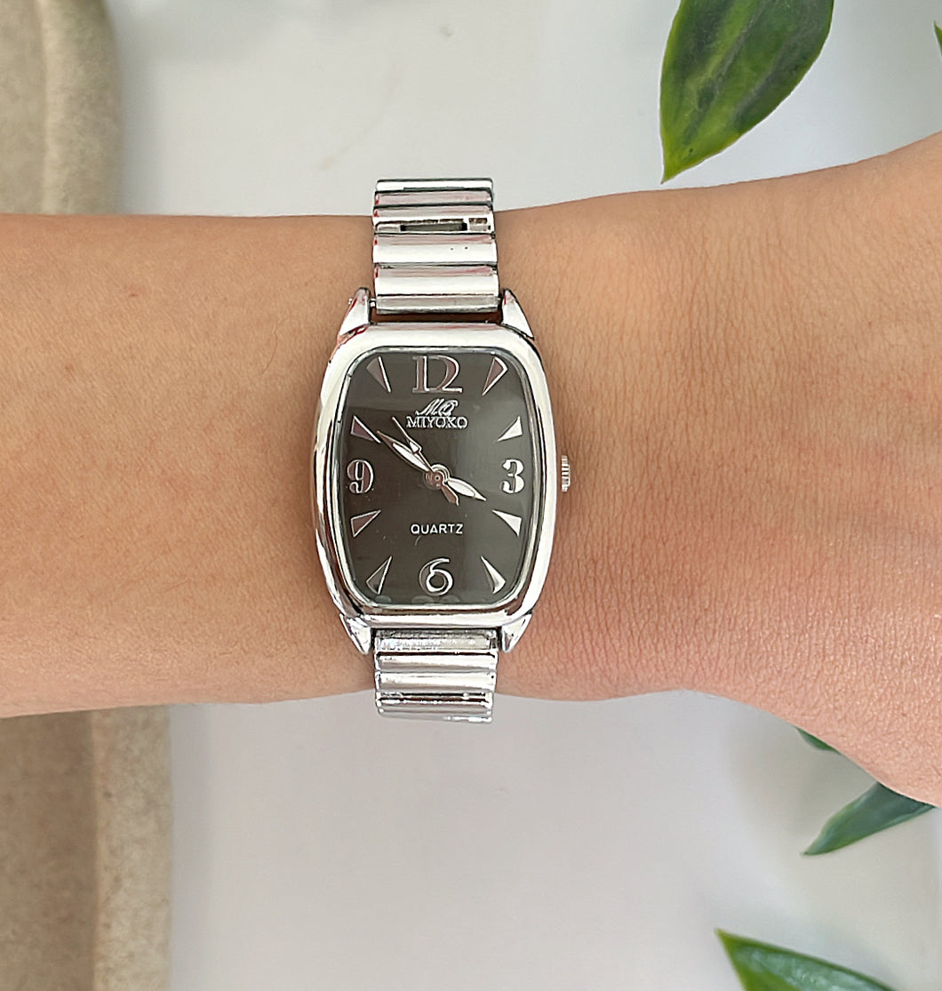 Silver Black Vienna Metal Watch