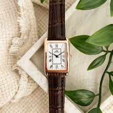 Load image into Gallery viewer, Brown Rosegold White Sleek Leather Watch
