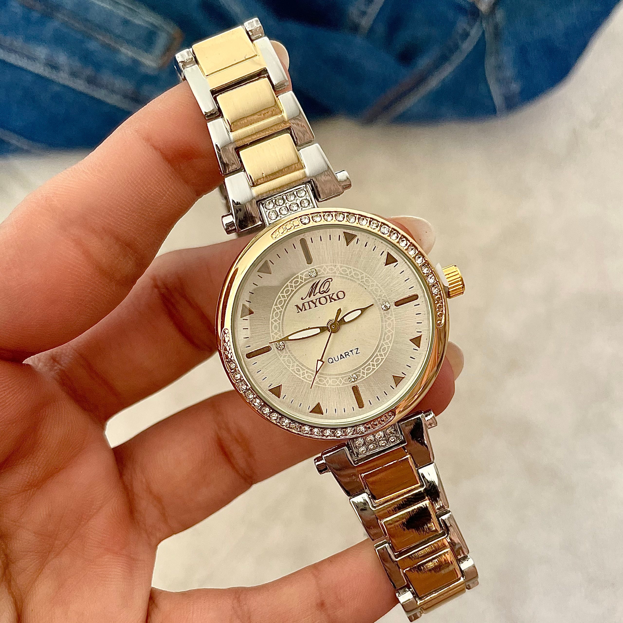 Mixed White Liora Metal Watch