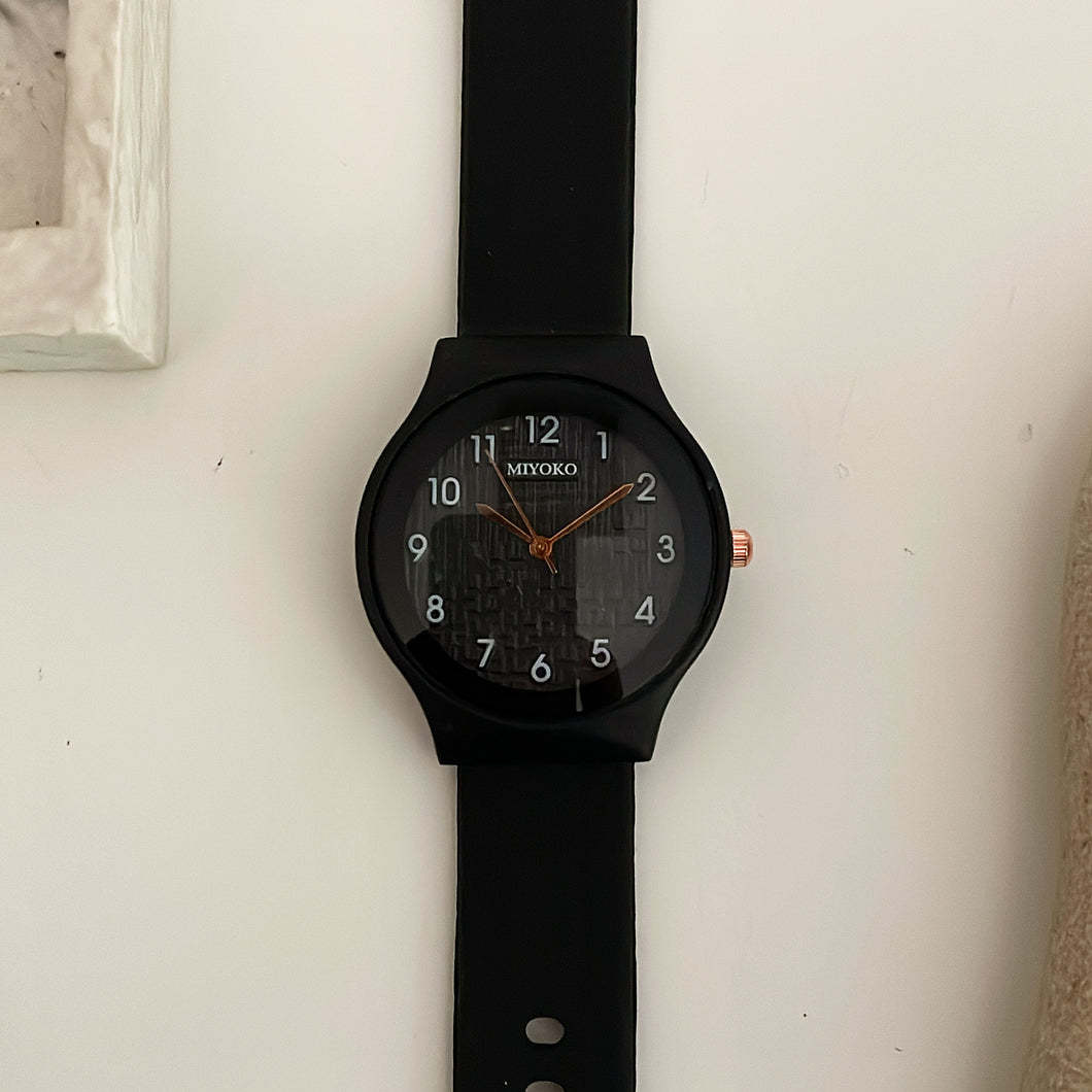 Black Practical Rubber Watch