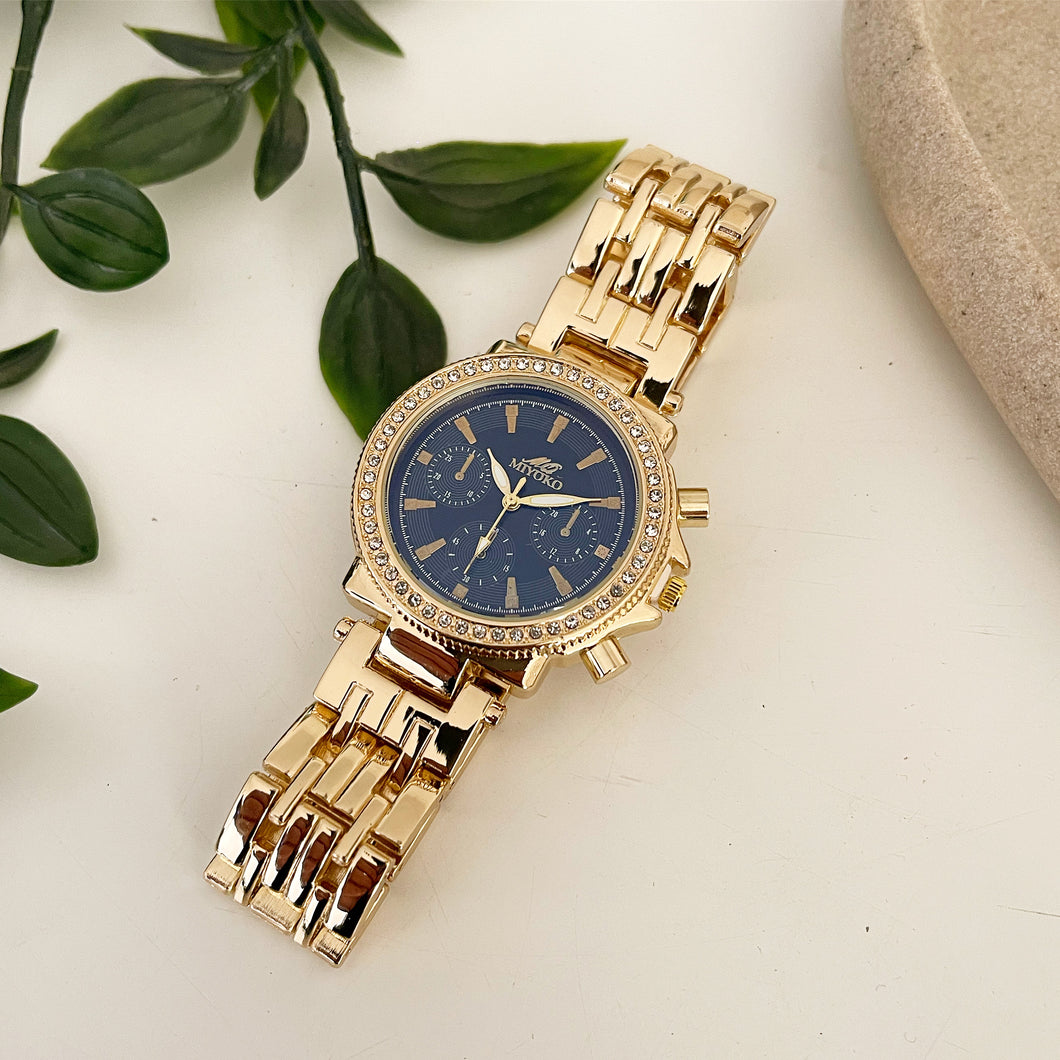 Gold Blue Capri Metal Watch