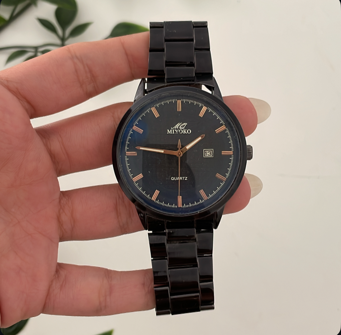 Black X Blue Cozy Days Men Metal Watch