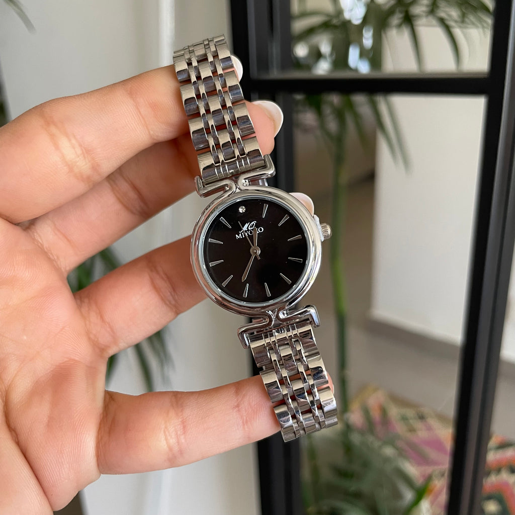 Silver Black Orbit Metal Watch