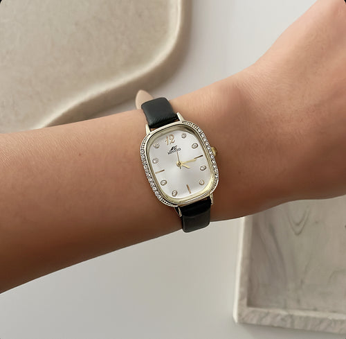 Black Eleganza Leather Watch