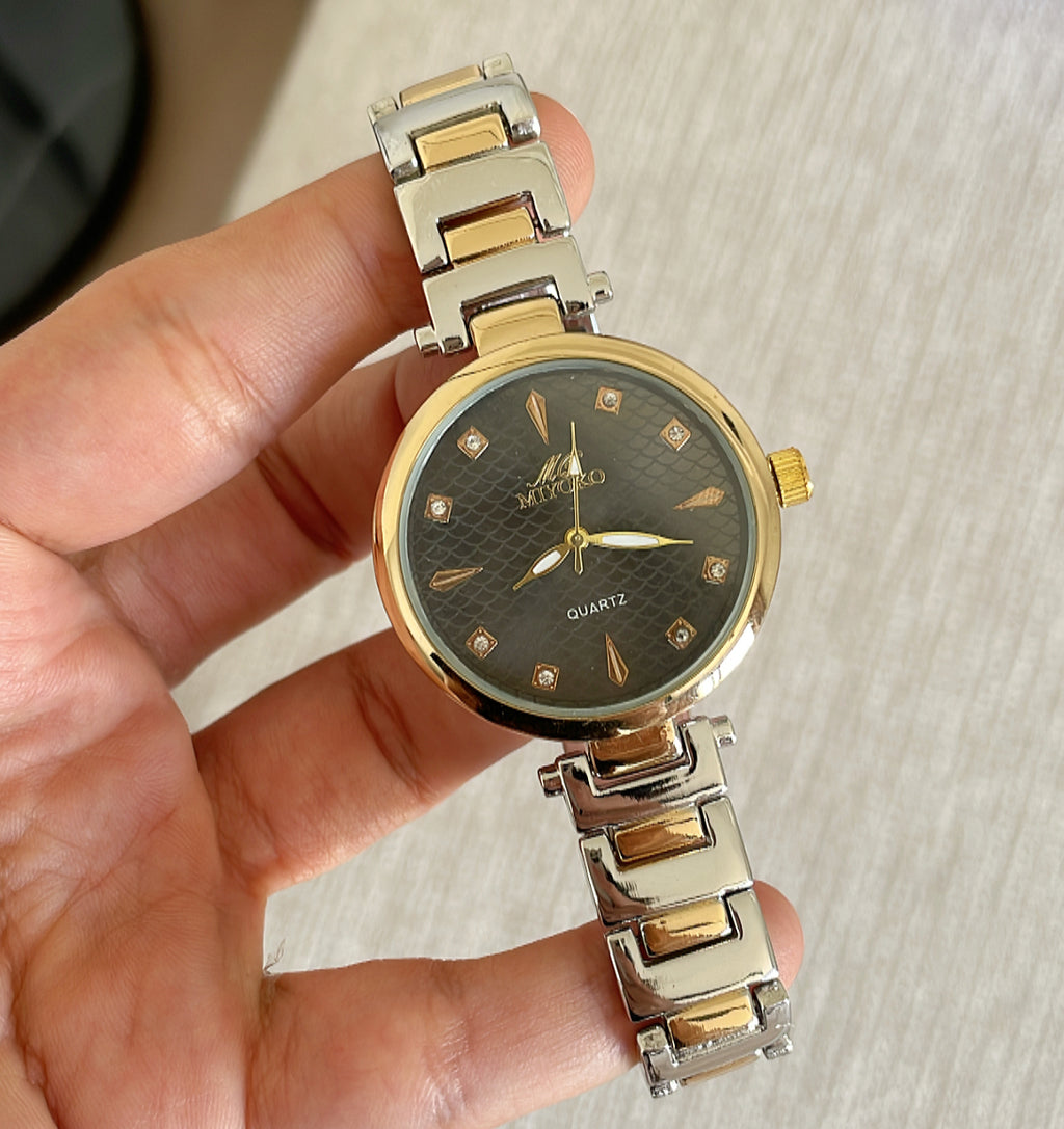 Mixed Black Elle Metal Watch