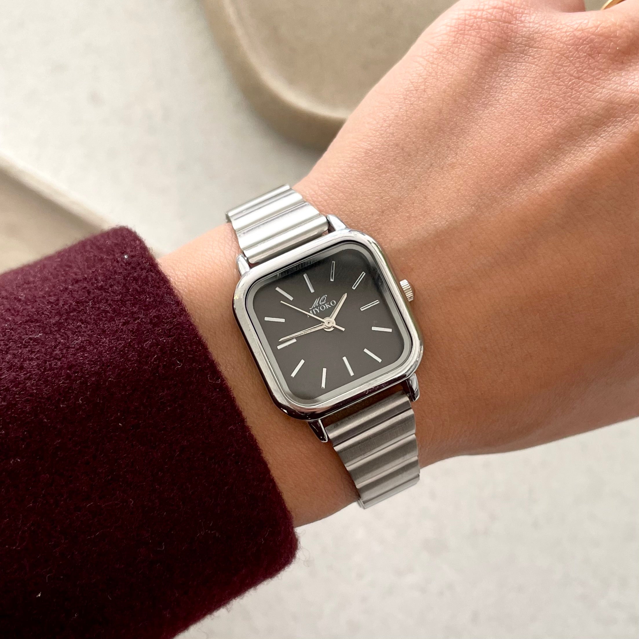 Silver X Black Elara Metal Watch