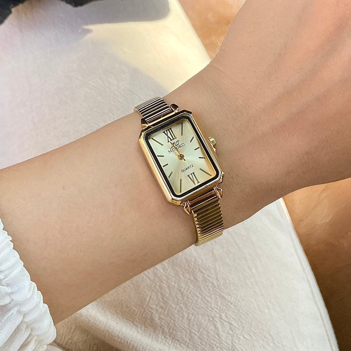 Gold Nora Vintage Tank Metal Watch