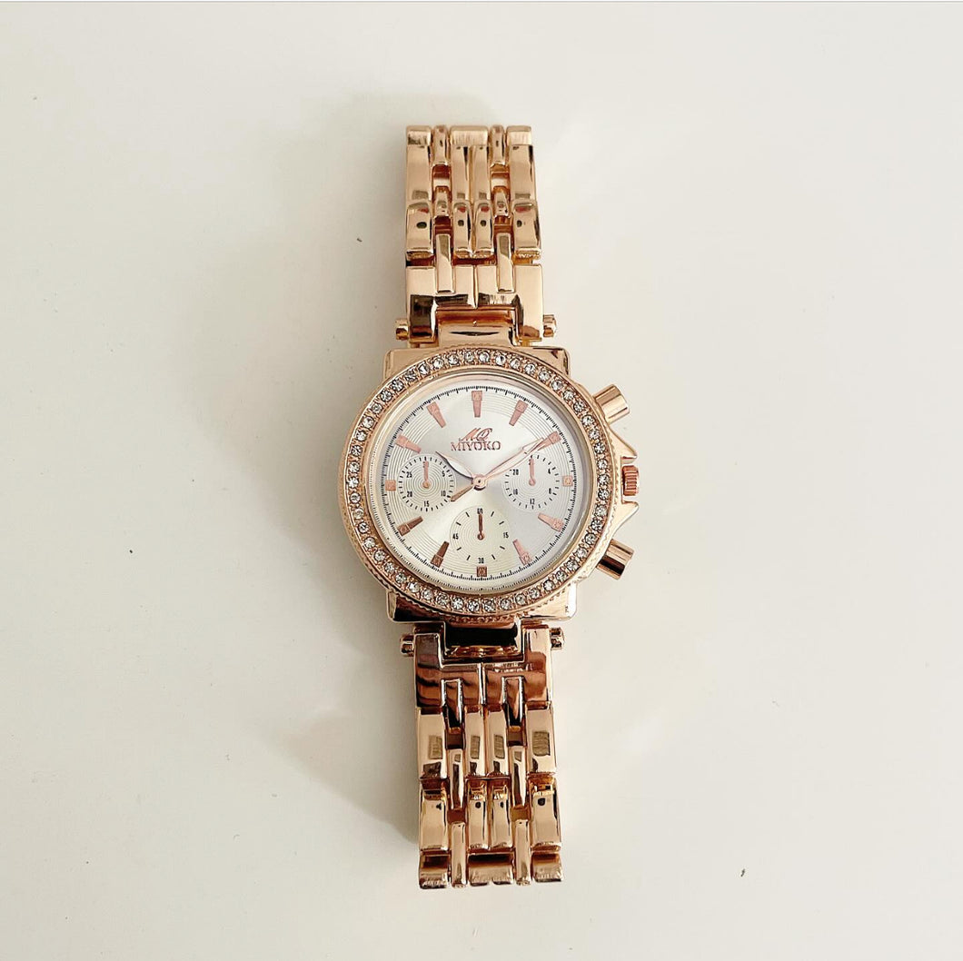Rosegold White Capri Metal Watch
