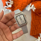 Silver White Marquise Metal Watch