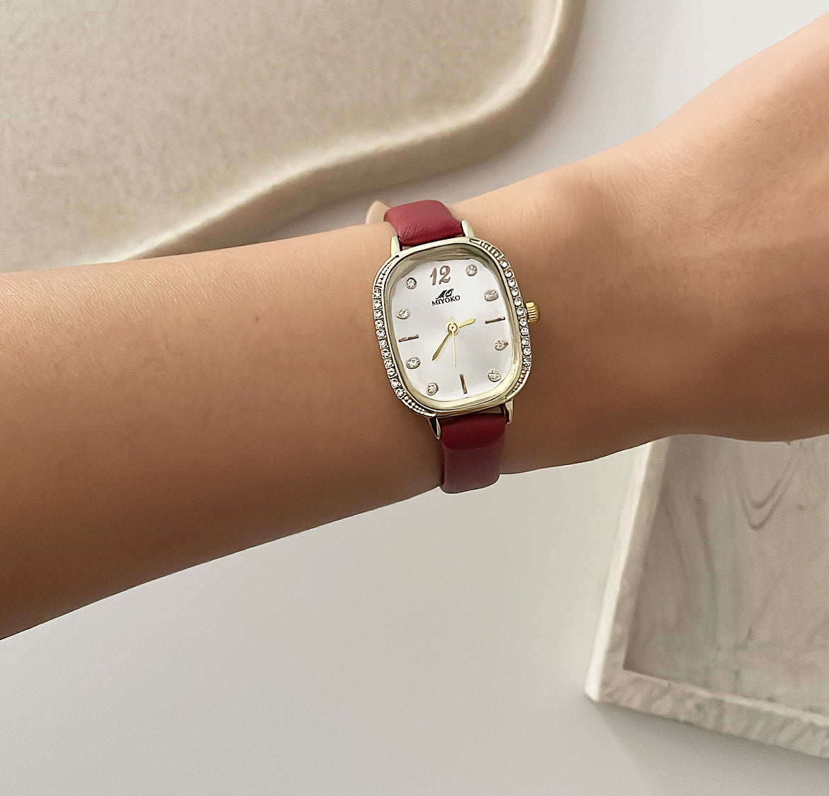 Red Eleganza Leather Watch