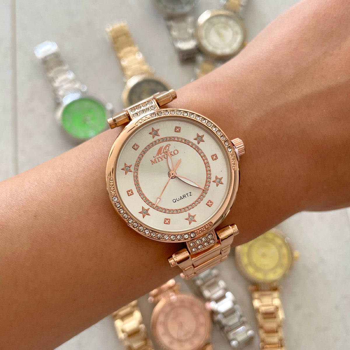 Rose Gold White Good Vibes Metal Watch