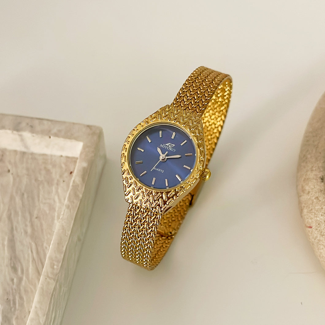 Gold X Blue Old Money Charm Metal Watch