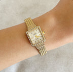 Gold White Nostalgia Metal Watch