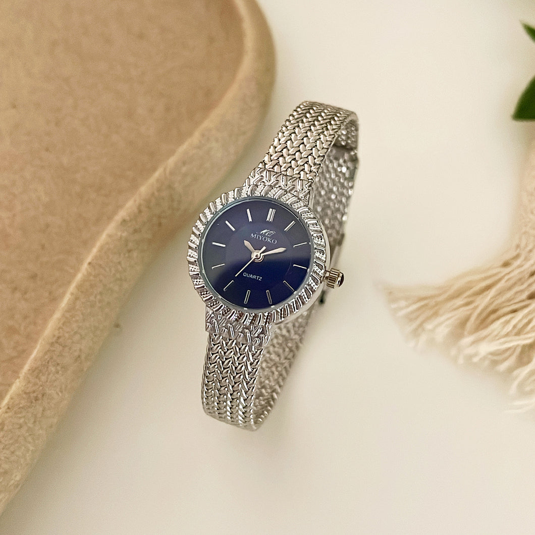 Silver X Blue Luxe Metal Watch