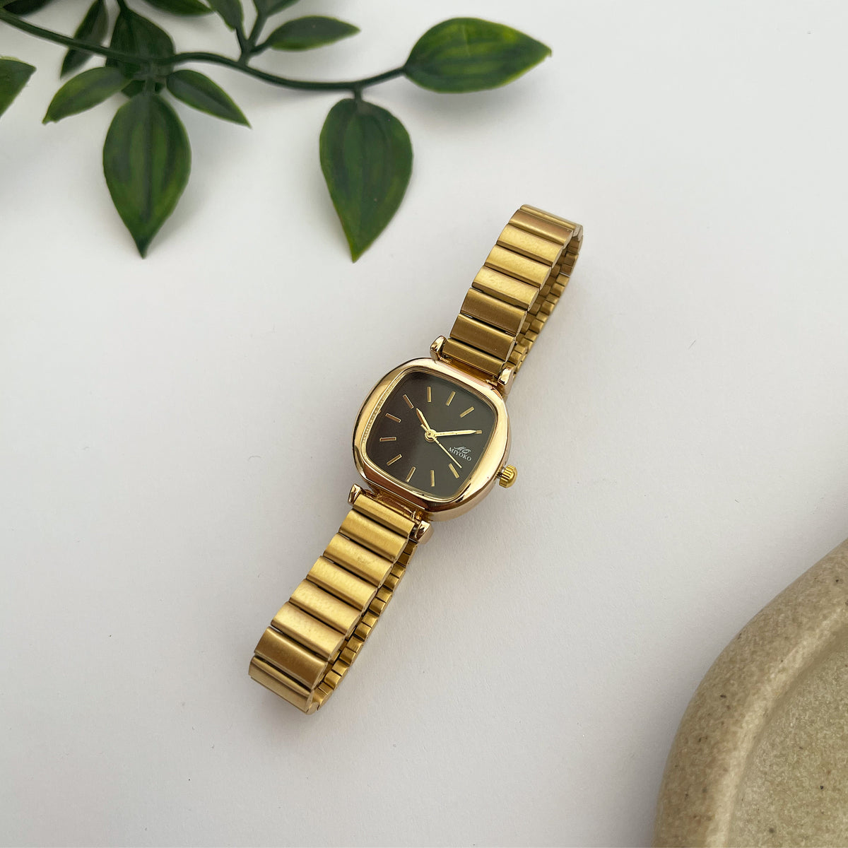 Gold Black Celva Metal Watch