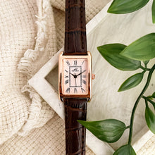 Load image into Gallery viewer, Brown Rosegold Beige Sleek Leather Watch
