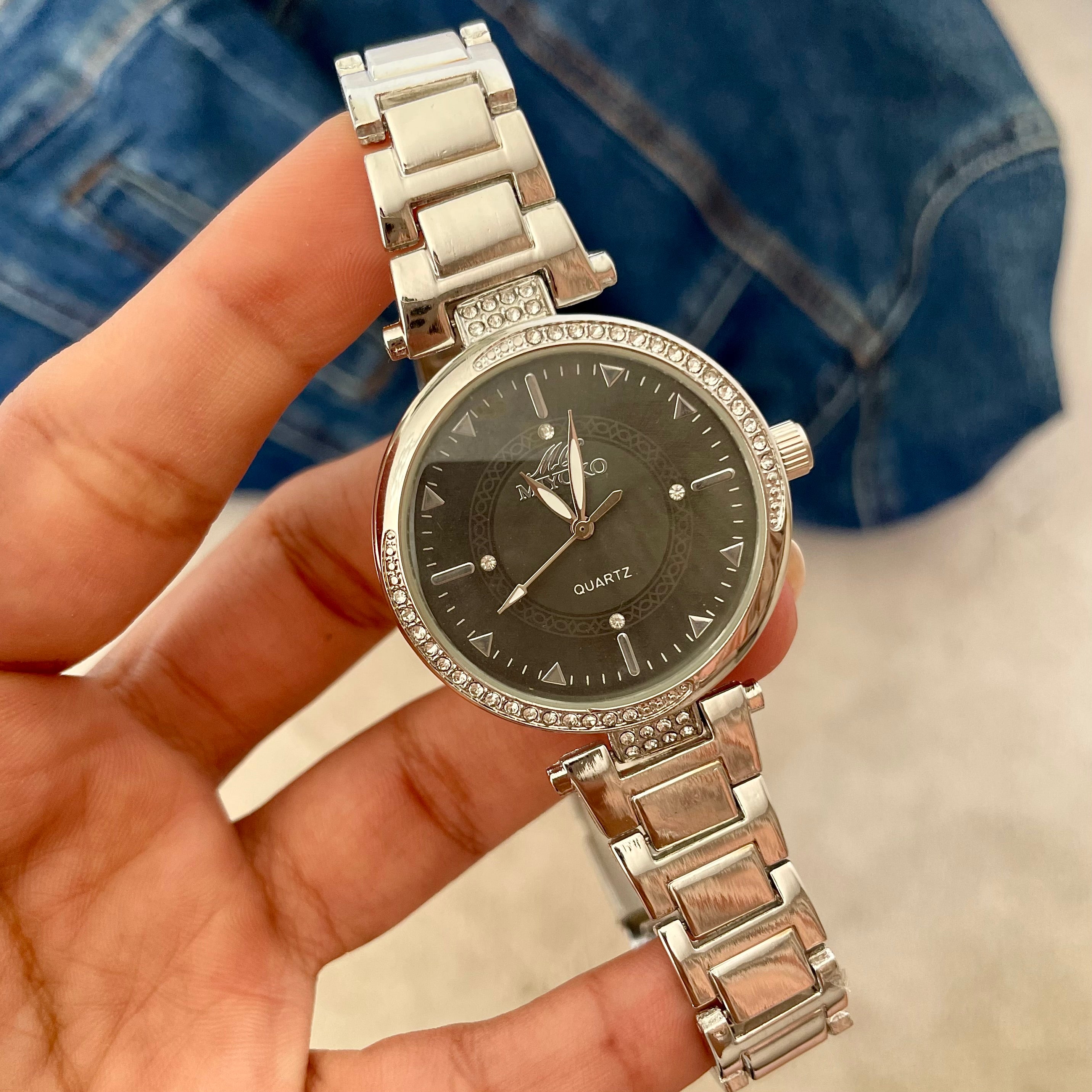 Silver Black Liora metal Watch