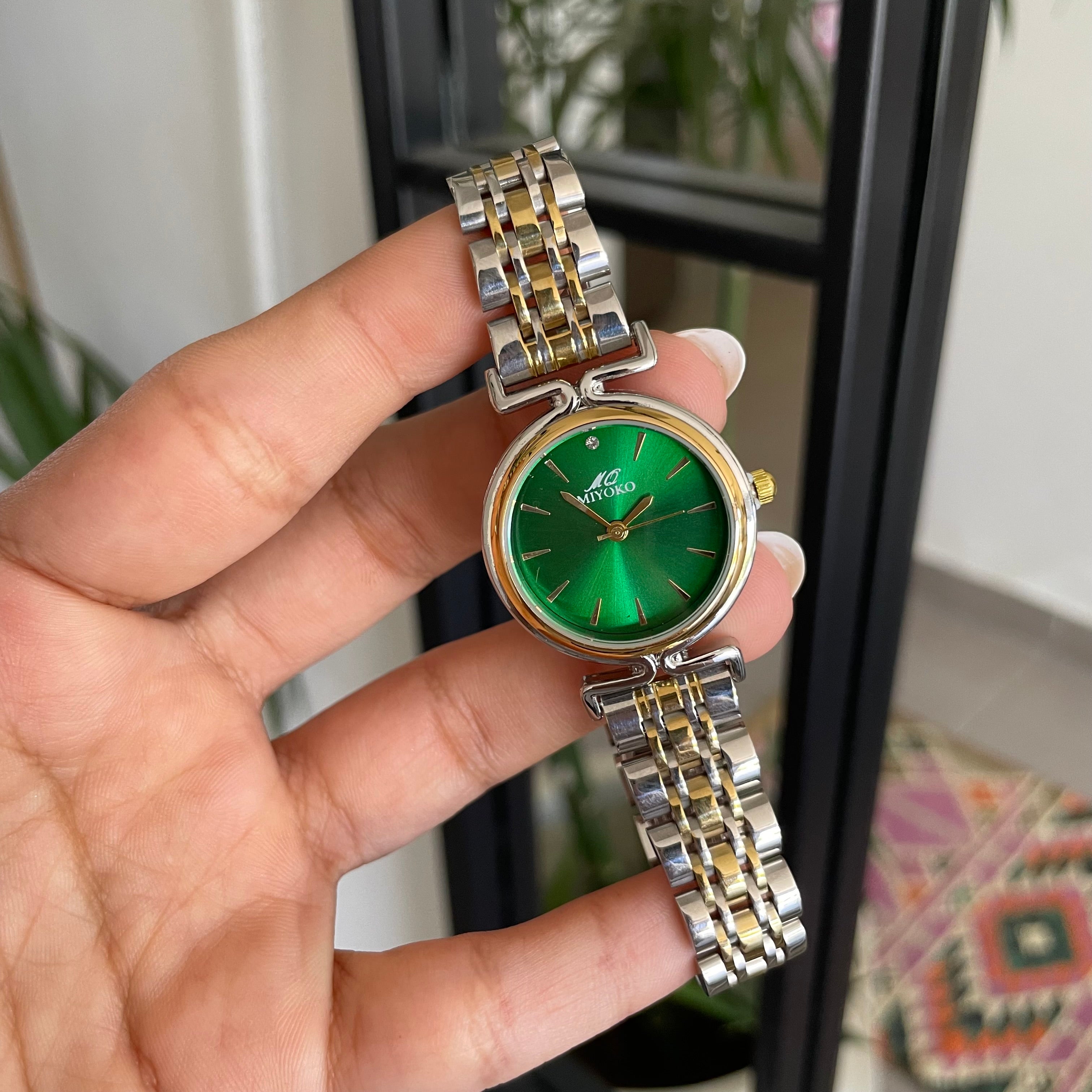 Mixed Green Orbit Metal Watch