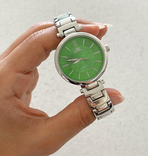 Load image into Gallery viewer, Silver Green Elle Metal Watch
