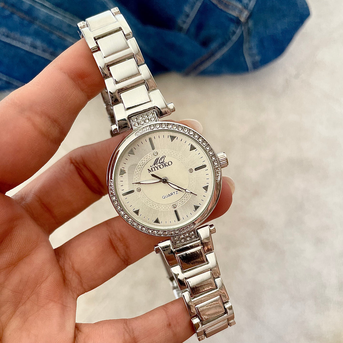 Silver White Liora Metal Watch