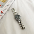 Silver Black Onyxa Metal Watch