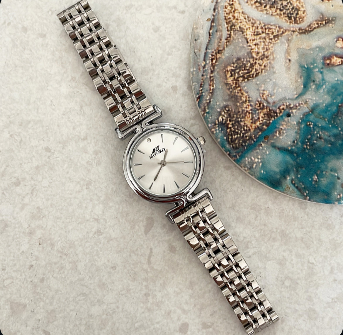Silver White Orbit Metal Watch