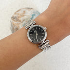Silver Black Orbit Metal Watch