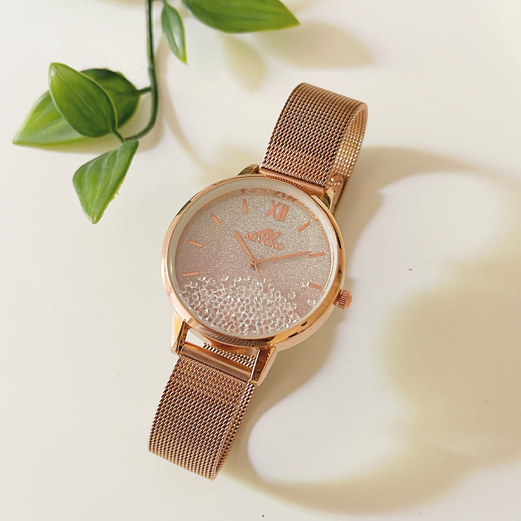 Rosegold Pink Sparkles Metal Watch