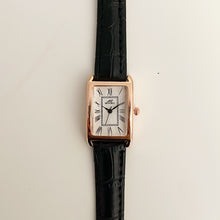 Load image into Gallery viewer, Black Rosegold White Sleek Leather Watch
