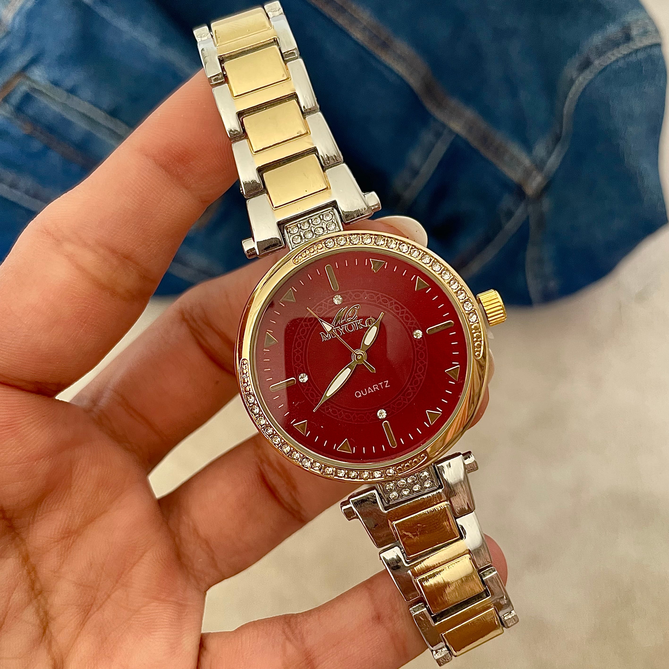 Mixed Red Liora Metal Watch