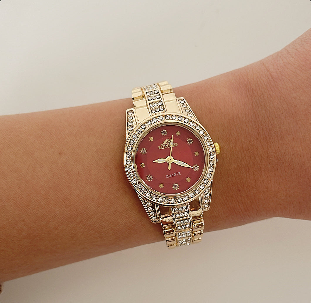 Gold Red Concord Metal Watch