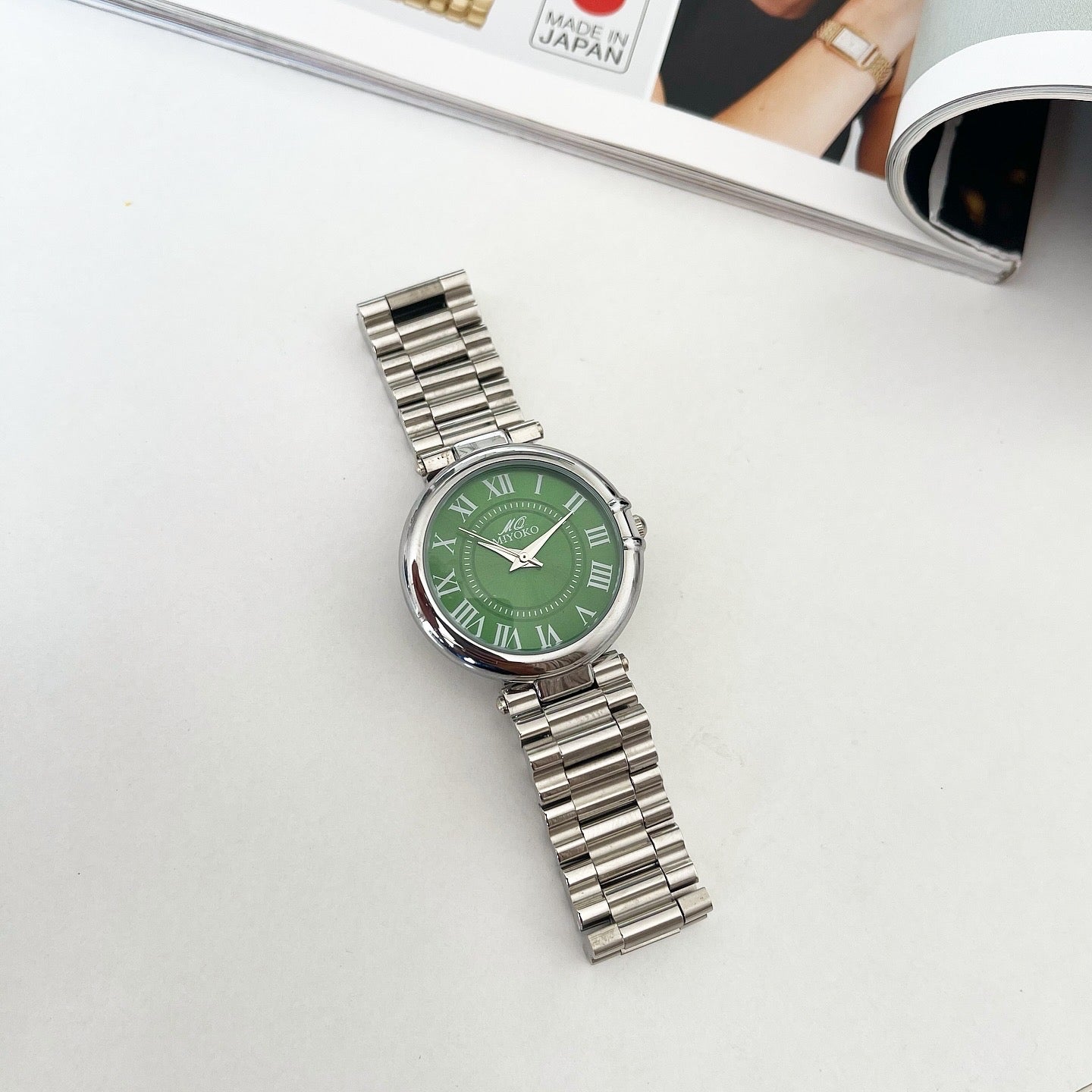 Silver Green Diaries Metal Watch