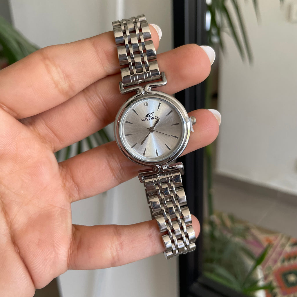 Silver White Orbit Metal Watch