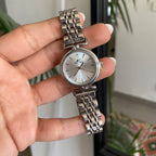 Silver White Orbit Metal Watch