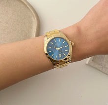 Load image into Gallery viewer, Gold Blue Harmony Unisex Metal Watch
