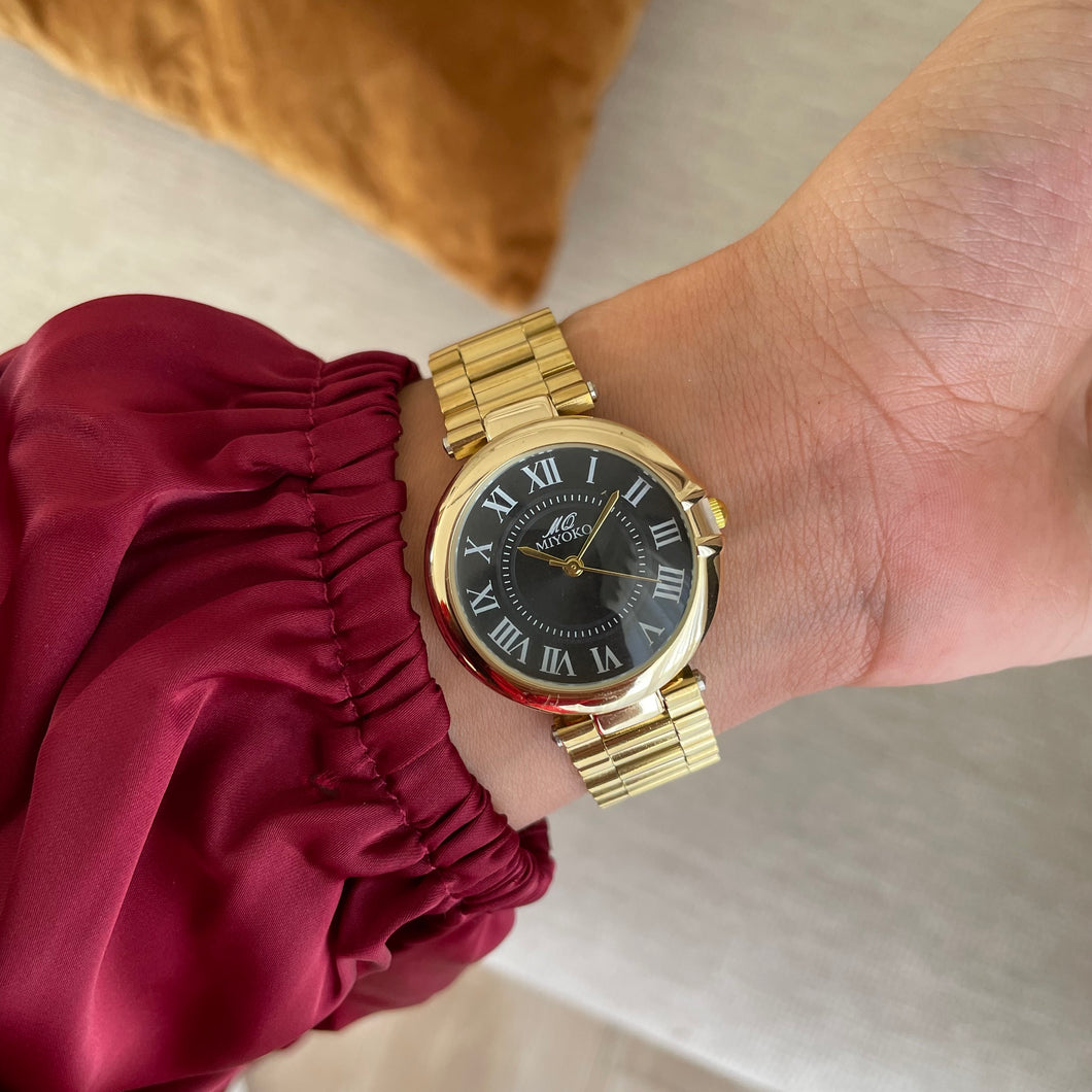 Gold Black Diaries Metal Watch