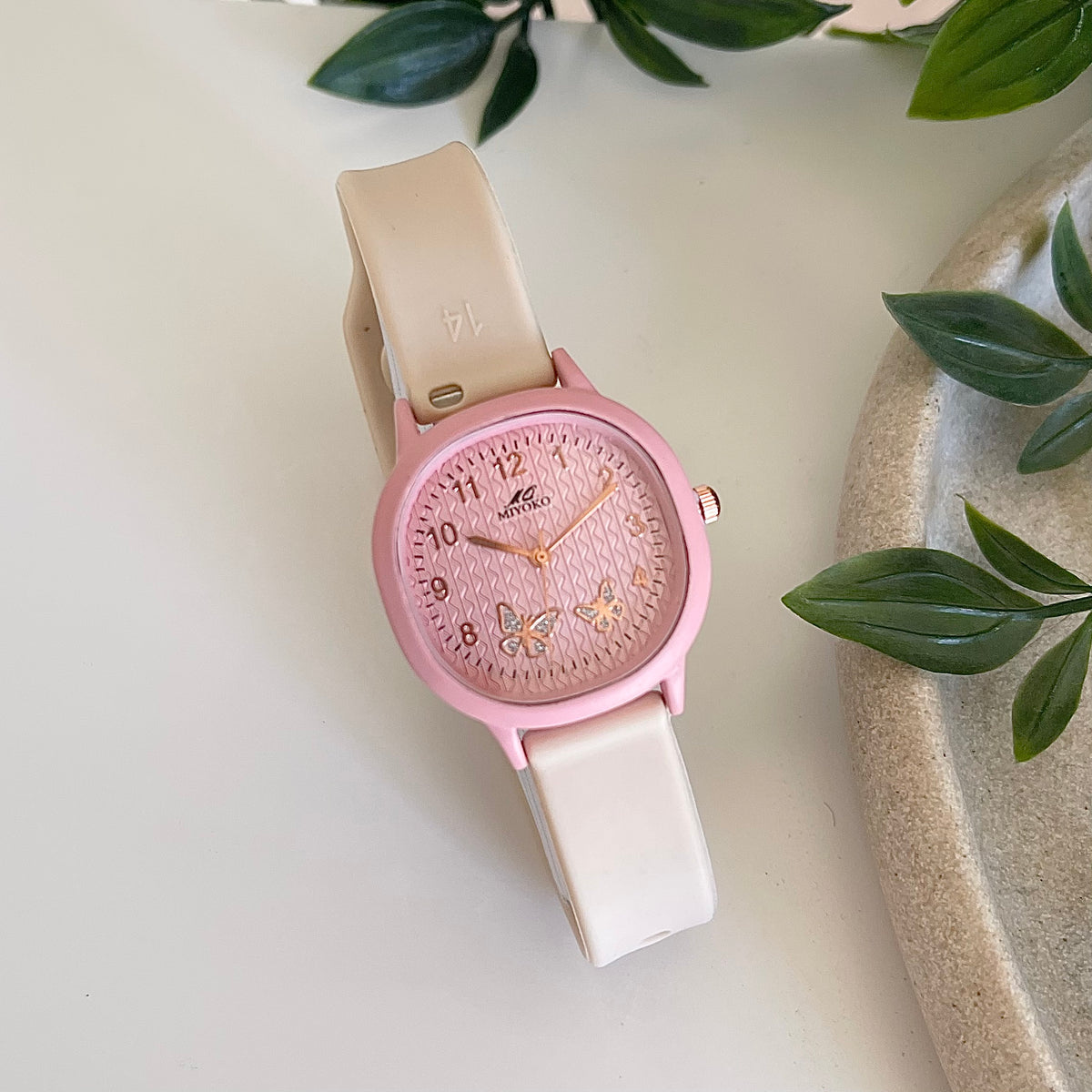 Mixed Khaki x Pink Muse Rubber Watch