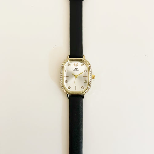 Black Eleganza Leather Watch