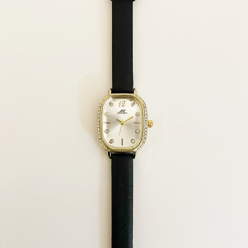 Black Eleganza Leather Watch