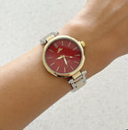 Mixed Red Elle Metal Watch