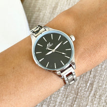 Load image into Gallery viewer, Silver Black Chain Metal Watch
