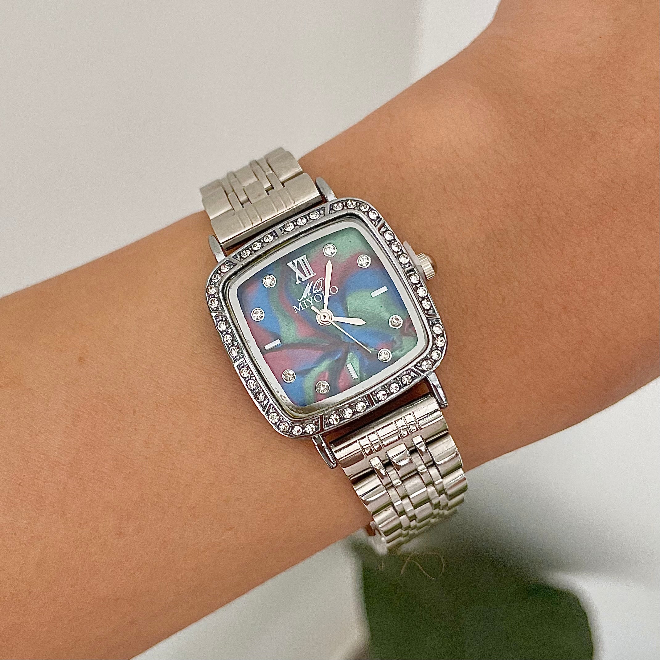 Silver Blue Marble Lumia Jubilee Metal Watch